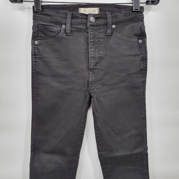 Madewell Women Black 10" High Rise Skinny Frayed Hem Jeans Size 24 - Picture 4 of 15